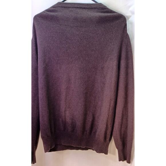 Grant Thomas Brown Cashmere V-Neck Sweater Size L Classic Menswear Luxury - Picture 2 of 6